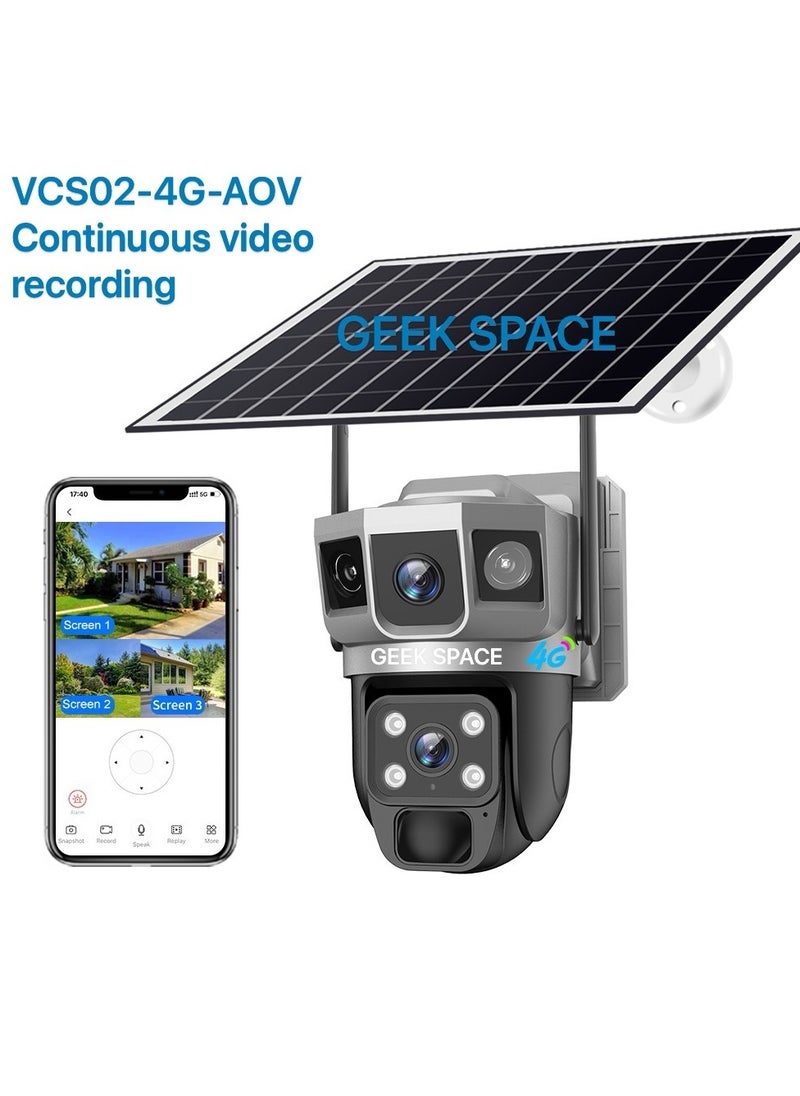 4G Solar PTZ Outdoor Security Camera with SIM Card Slot, 360° View, Battery-Powered Surveillance