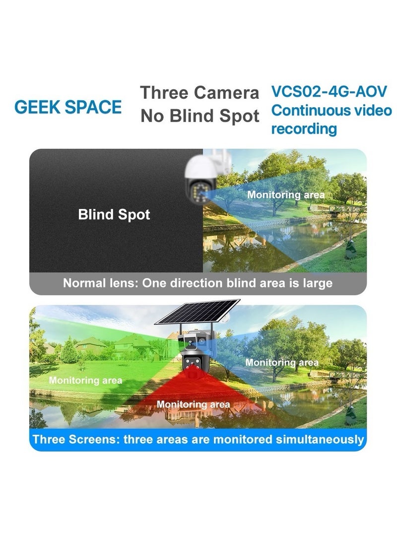 4G Solar PTZ Outdoor Security Camera with SIM Card Slot, 360° View, Battery-Powered Surveillance