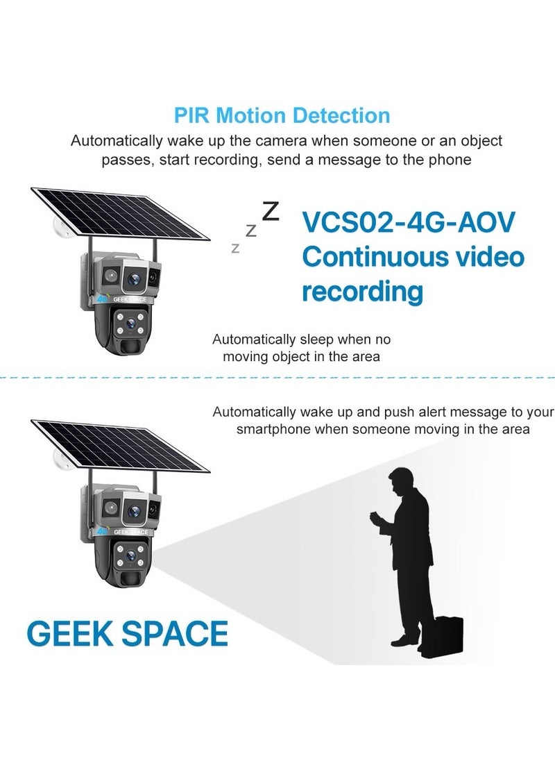 4G Solar PTZ Outdoor Security Camera with SIM Card Slot, 360° View, Battery-Powered Surveillance