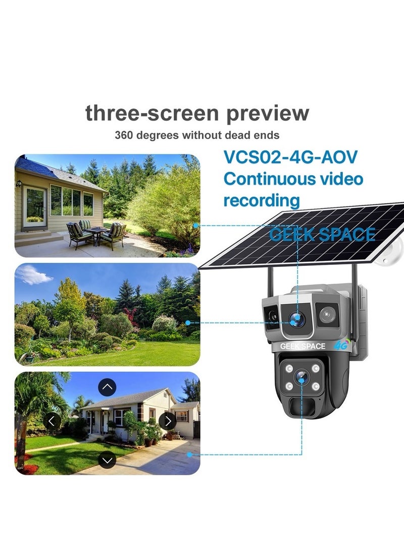 4G Solar PTZ Outdoor Security Camera with SIM Card Slot, 360° View, Battery-Powered Surveillance