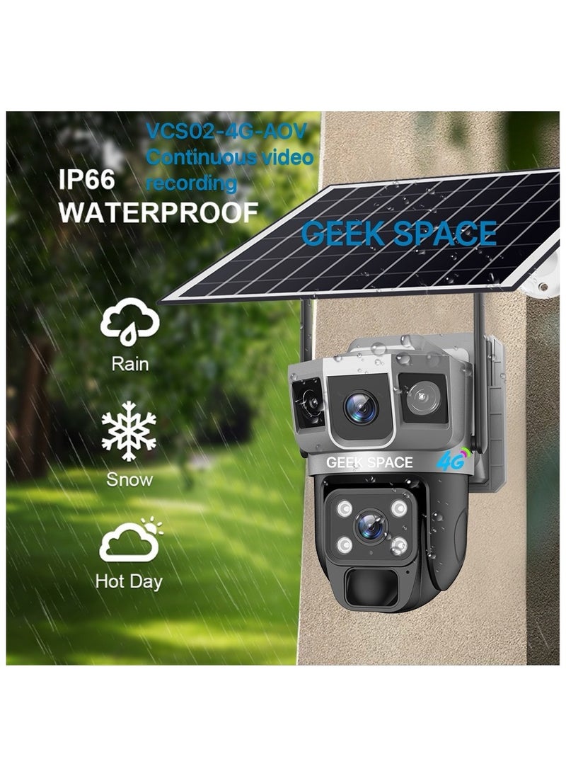 4G Solar PTZ Outdoor Security Camera with SIM Card Slot, 360° View, Battery-Powered Surveillance