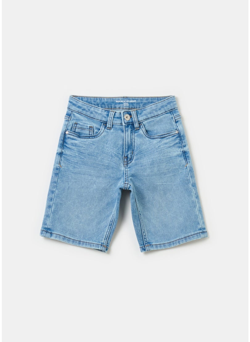 Denim Bermuda Shorts With Five Pockets