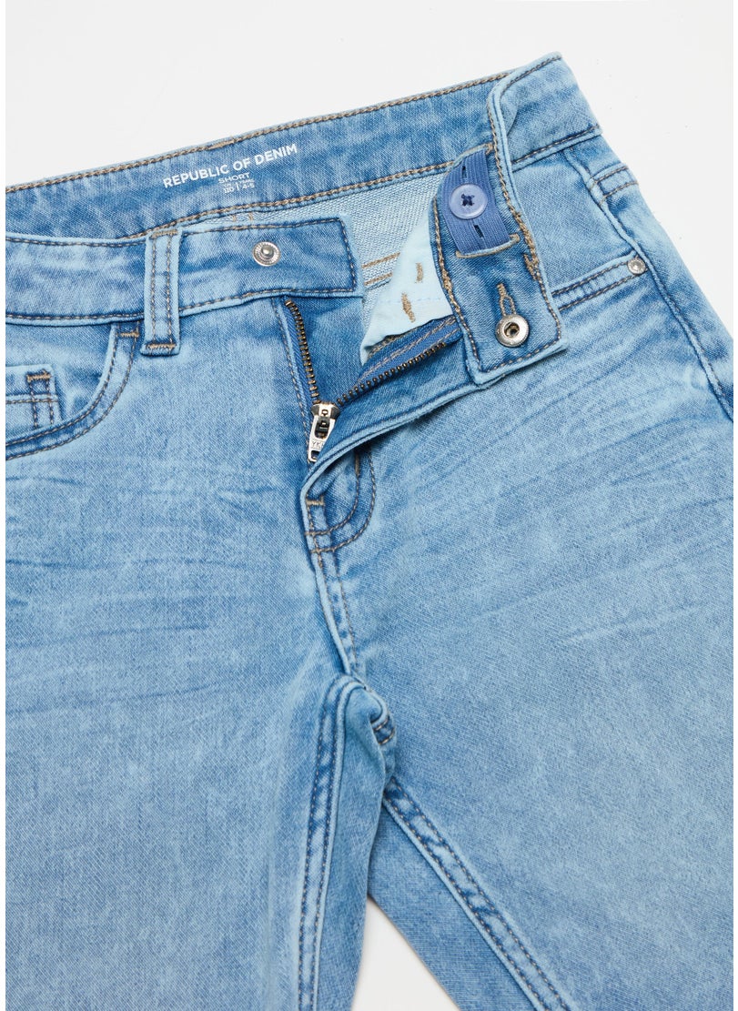 Denim Bermuda Shorts With Five Pockets