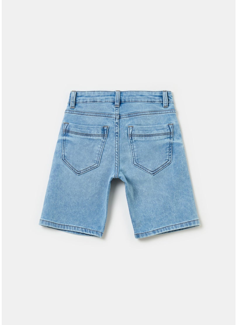 Denim Bermuda Shorts With Five Pockets