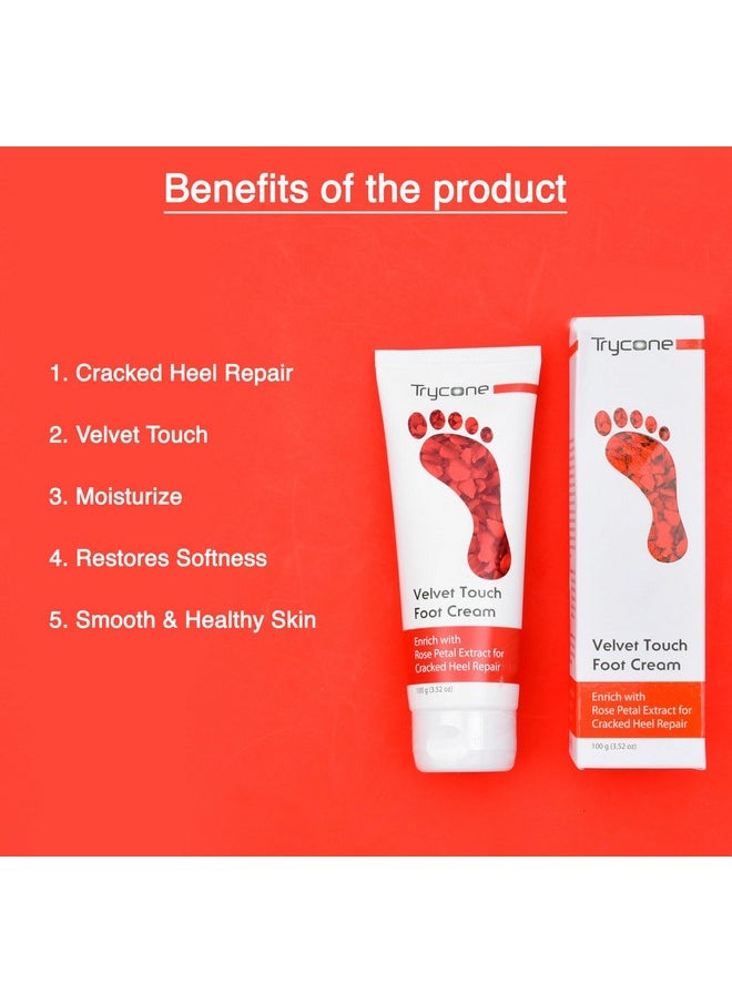 Crack Heel Repair Foot Cream For Dry, Rough And Cracked Heels Enriched With Rose Oil & Rose Petal Extracts For Men And Women - 100 Gm