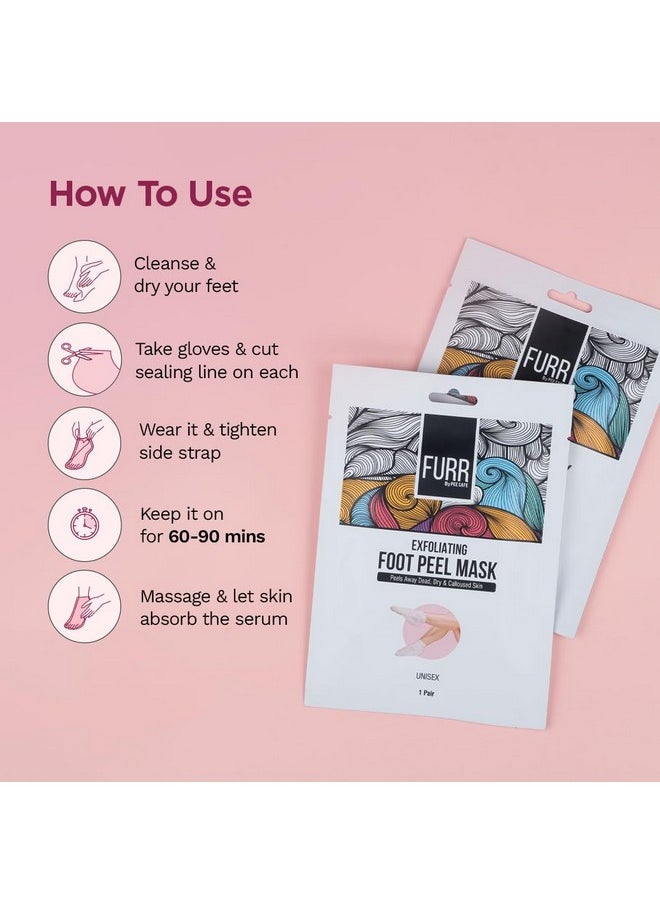 Furr Peeling & Exfoliating Foot Mask | Reduces Dry Skin & Hard Calluses | Exfoliates, Moisturizes & Hydrates Feet | Nourishing Foot Mask | Fits Like Socks | For Soft & Smooth Skin | Unisex
