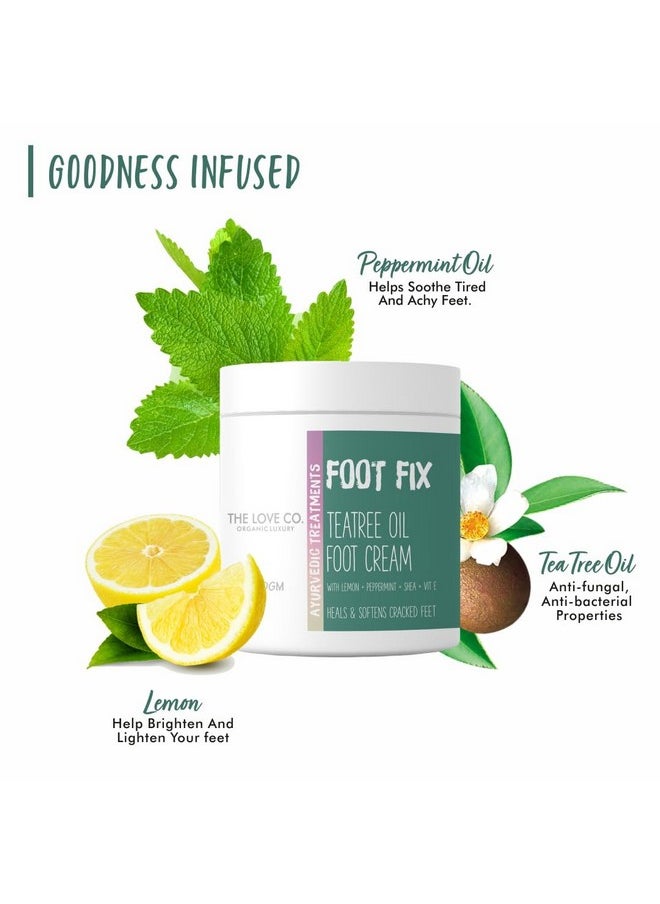 The Love Co Foot Cream For Cracked Heels - 100G | Intensive Heel Repair Enriched With Tea Tree Oil, Peppermint | Nourishes Dry, Cracked Feet | Perfect For Foot Care