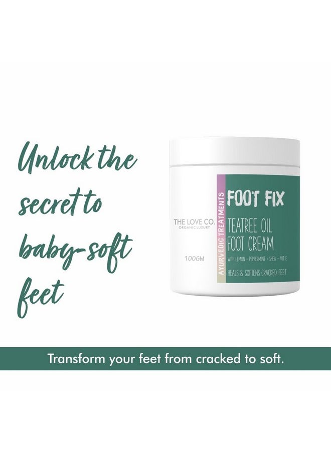 The Love Co Foot Cream For Cracked Heels - 100G | Intensive Heel Repair Enriched With Tea Tree Oil, Peppermint | Nourishes Dry, Cracked Feet | Perfect For Foot Care