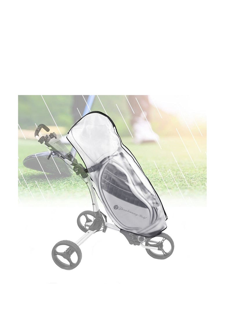 Golf Bag Rain Cover, KASTWAVE PVC Trolley Rain cover Rain Hood Waterproof Windproof Translucent PVC Golf Cart Travel Bag Rain Hood Portable Golf Rain Hood for Golf Bags Push Carts