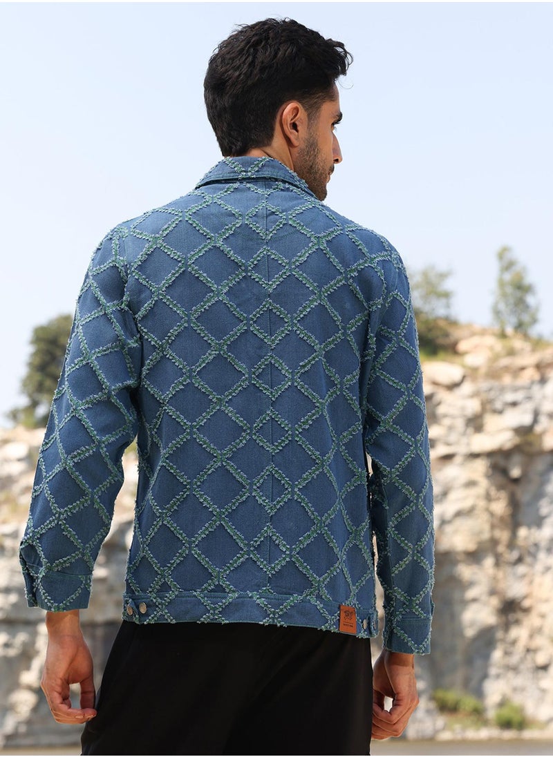Men's Blue Criss-Cross Denim Jacket