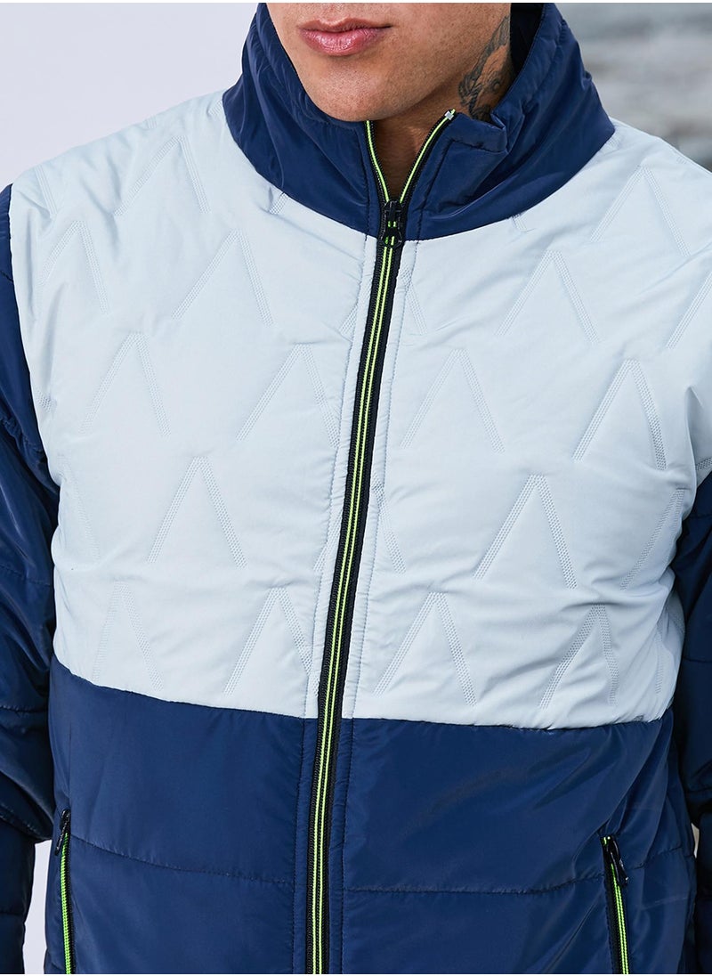 Men's Navy Blue & Moon Grey Parachute Puffer Jacket