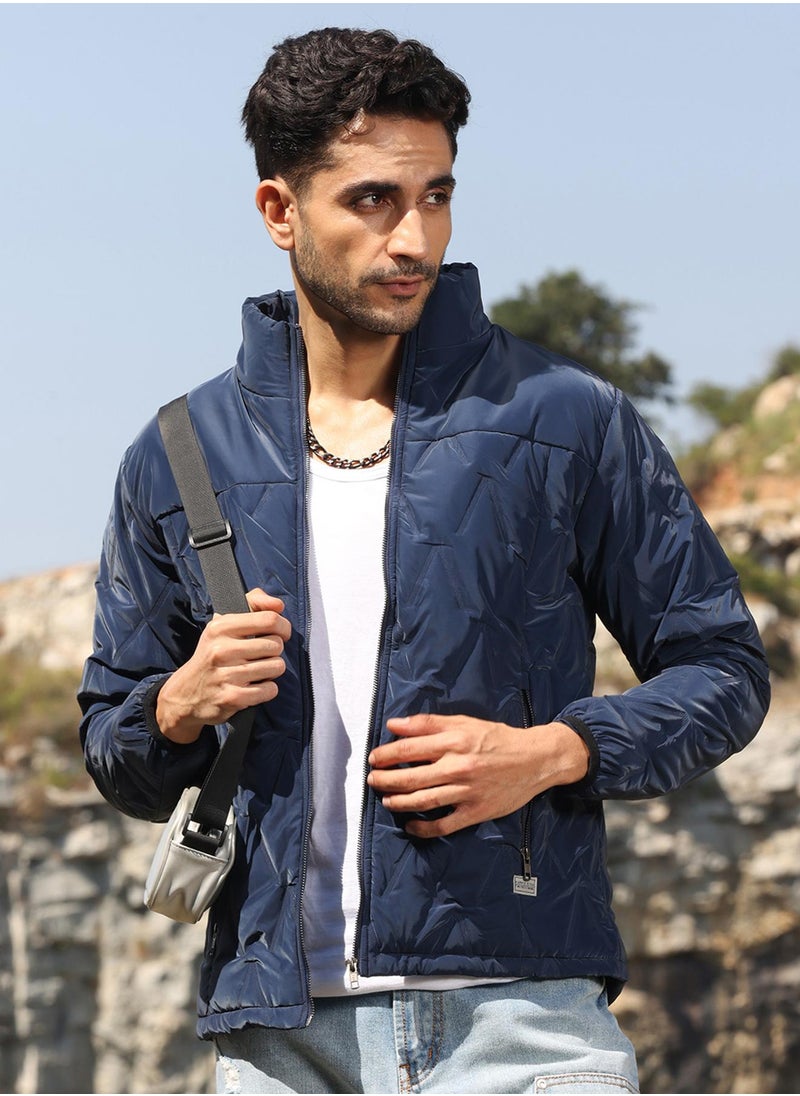 Men's Navy Blue Parachute Puffer Jacket