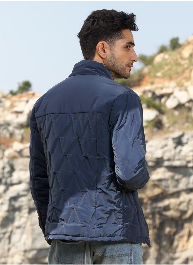 Men's Navy Blue Parachute Puffer Jacket