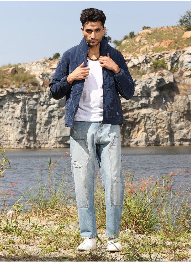 Men's Navy Blue Parachute Puffer Jacket