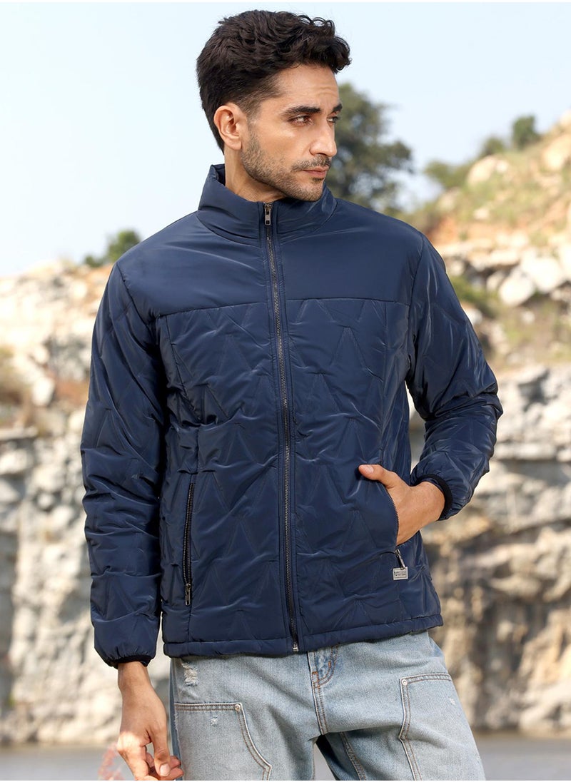 Men's Navy Blue Parachute Puffer Jacket