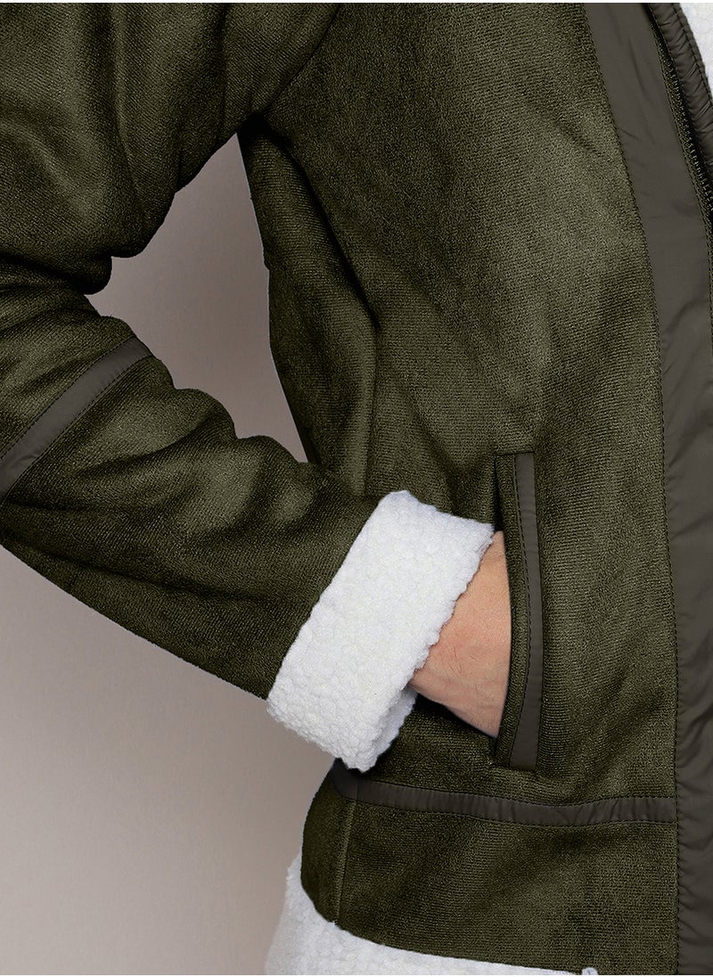Men's Icy Blue & Chalk White Fleece Lined Biker Jacket