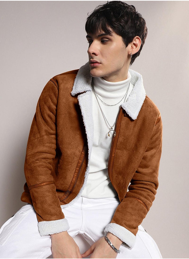 Men's Icy Blue & Chalk White Fleece Lined Biker Jacket