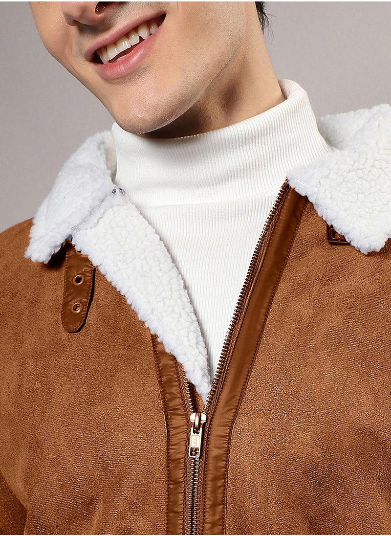 Men's Icy Blue & Chalk White Fleece Lined Biker Jacket
