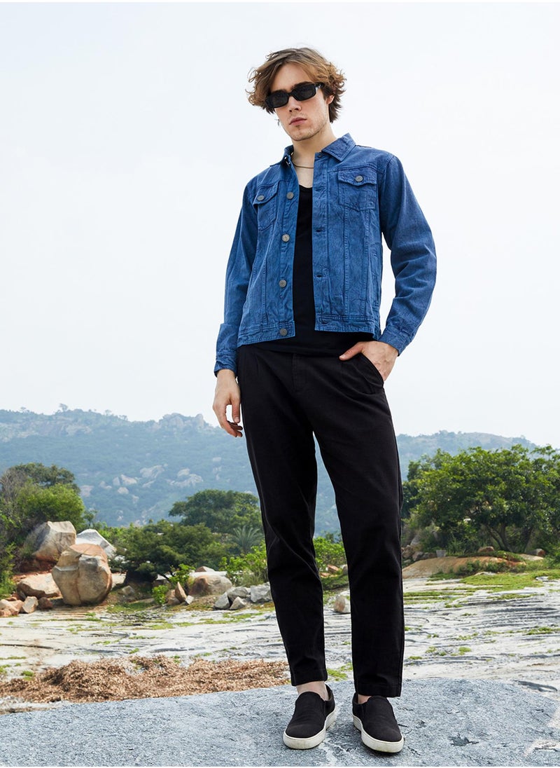 Men's Indigo Blue Medium-Wash Denim Jacket