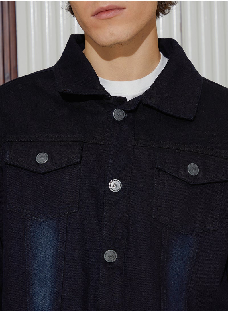 Men's Prussian Blue Dark-Wash Relaxed Denim Jacket
