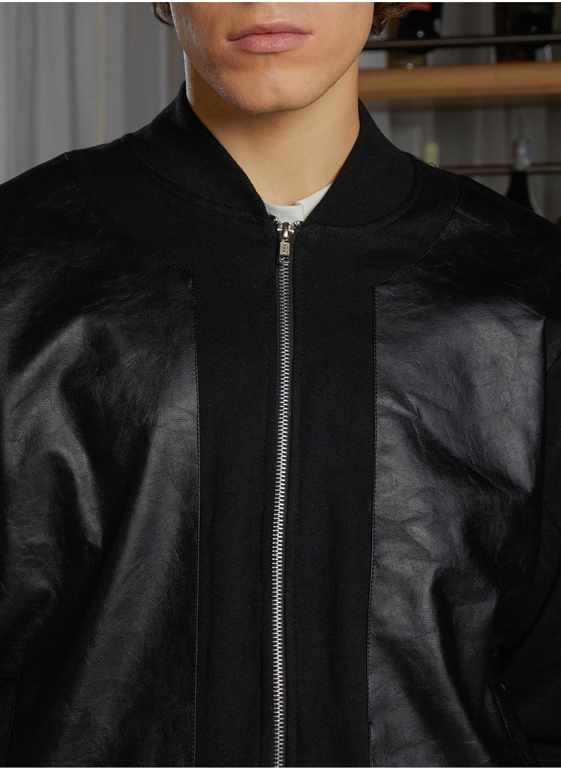 Men's Onyx Black Self-Patch Bomber Jacket