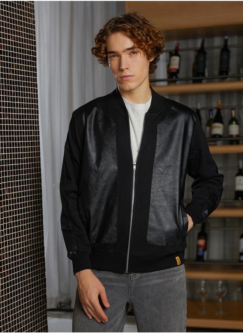 Men's Onyx Black Self-Patch Bomber Jacket