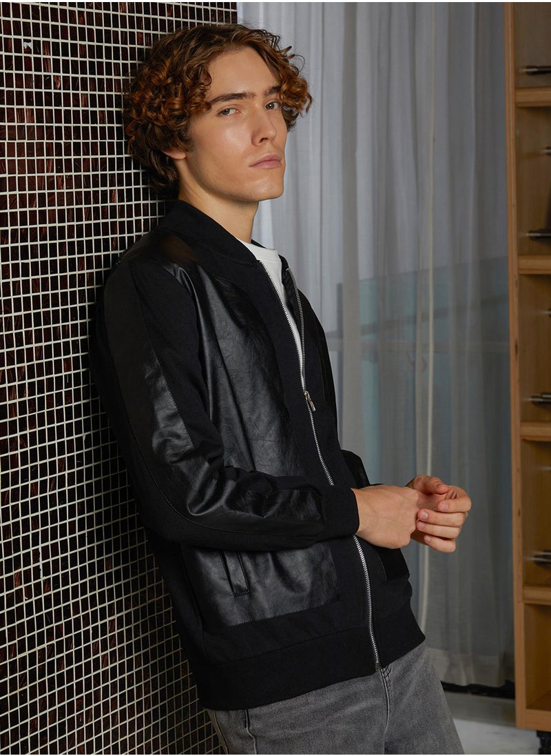 Men's Onyx Black Self-Patch Bomber Jacket