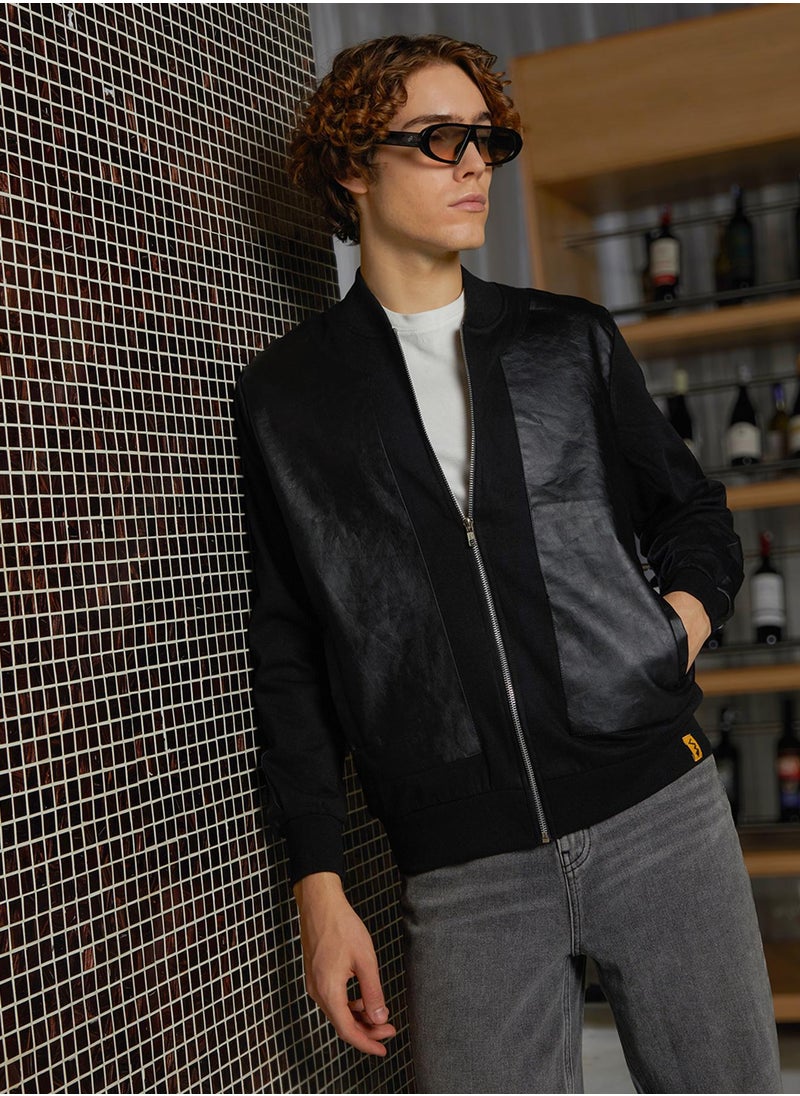 Men's Onyx Black Self-Patch Bomber Jacket