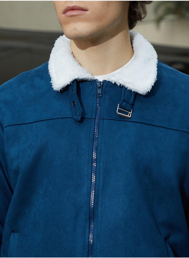 Men's Admiral Blue Self-Design Buffalo Check Puffer Jacket