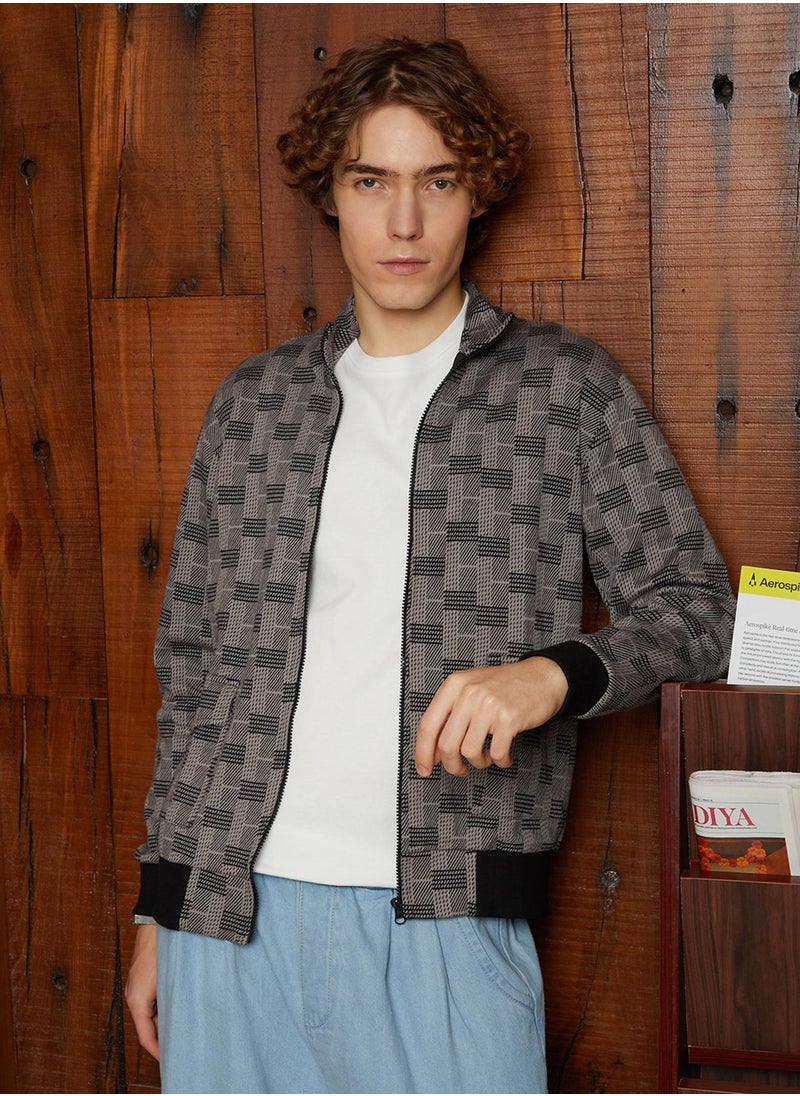 Men's Ash Grey Zip-Front Brick Jacket