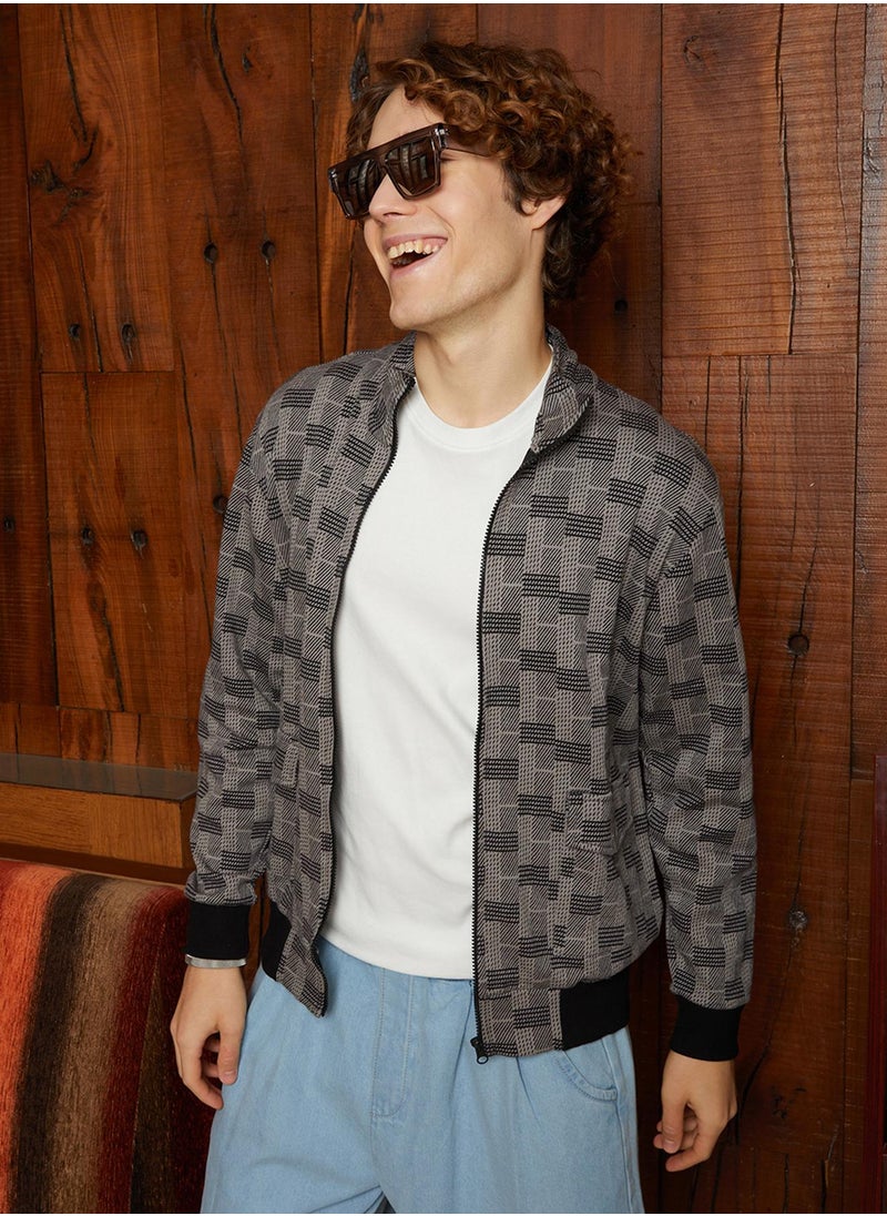 Men's Ash Grey Zip-Front Brick Jacket