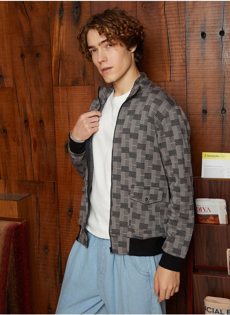 Men's Ash Grey Zip-Front Brick Jacket