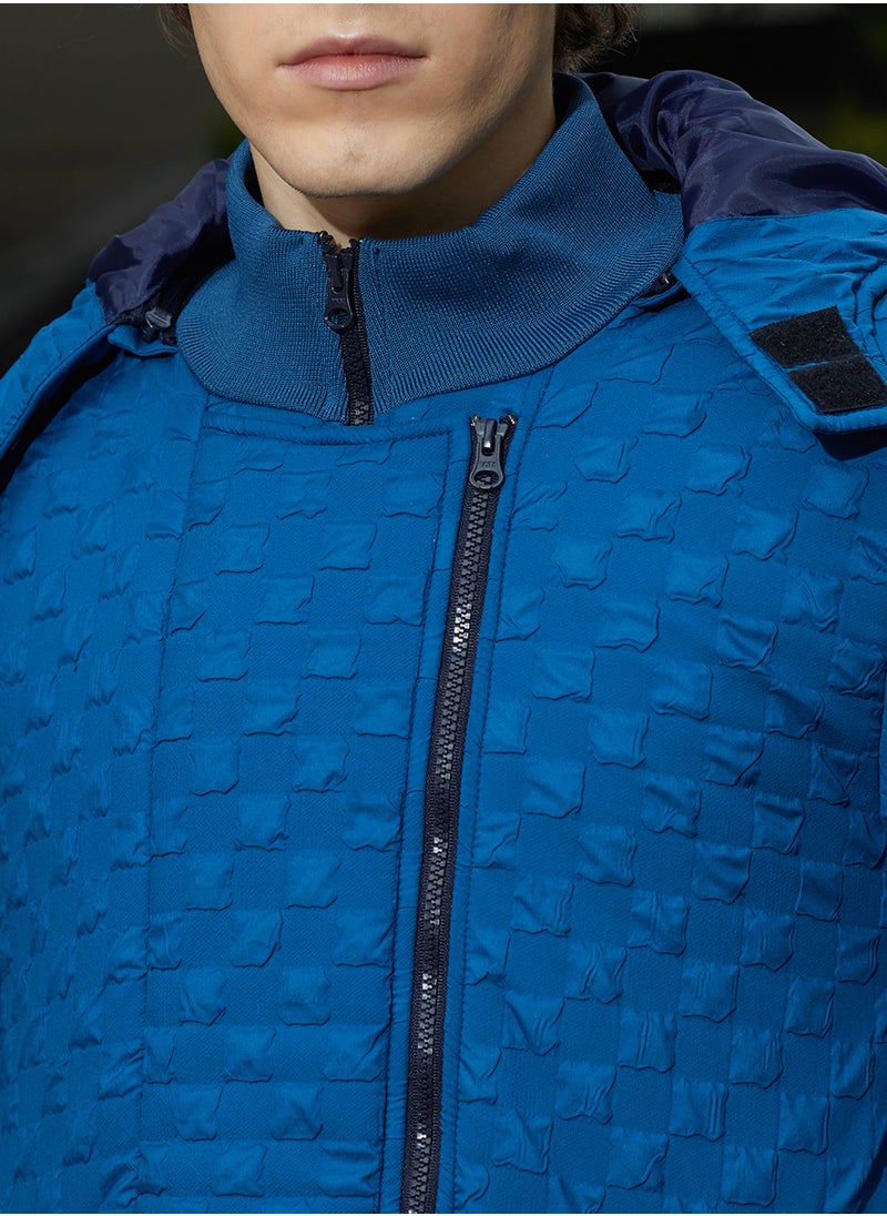 Men's Admiral Blue Tactile Shepard Check Puffer Jacket