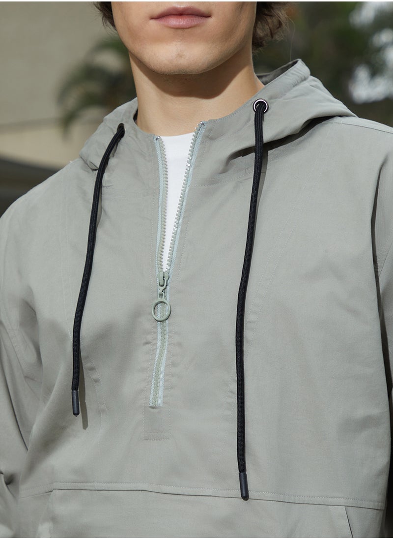 Men's Coin Grey Half-Zip Utility Jacket