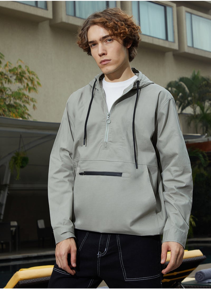 Men's Coin Grey Half-Zip Utility Jacket