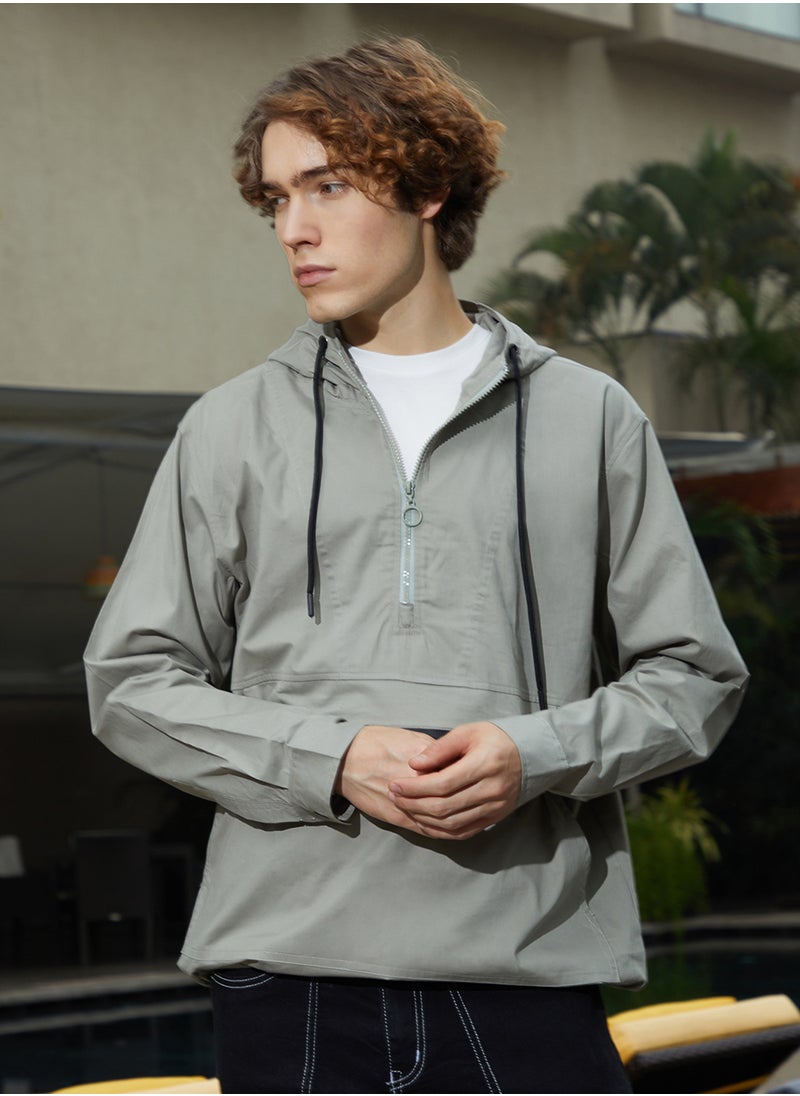 Men's Coin Grey Half-Zip Utility Jacket
