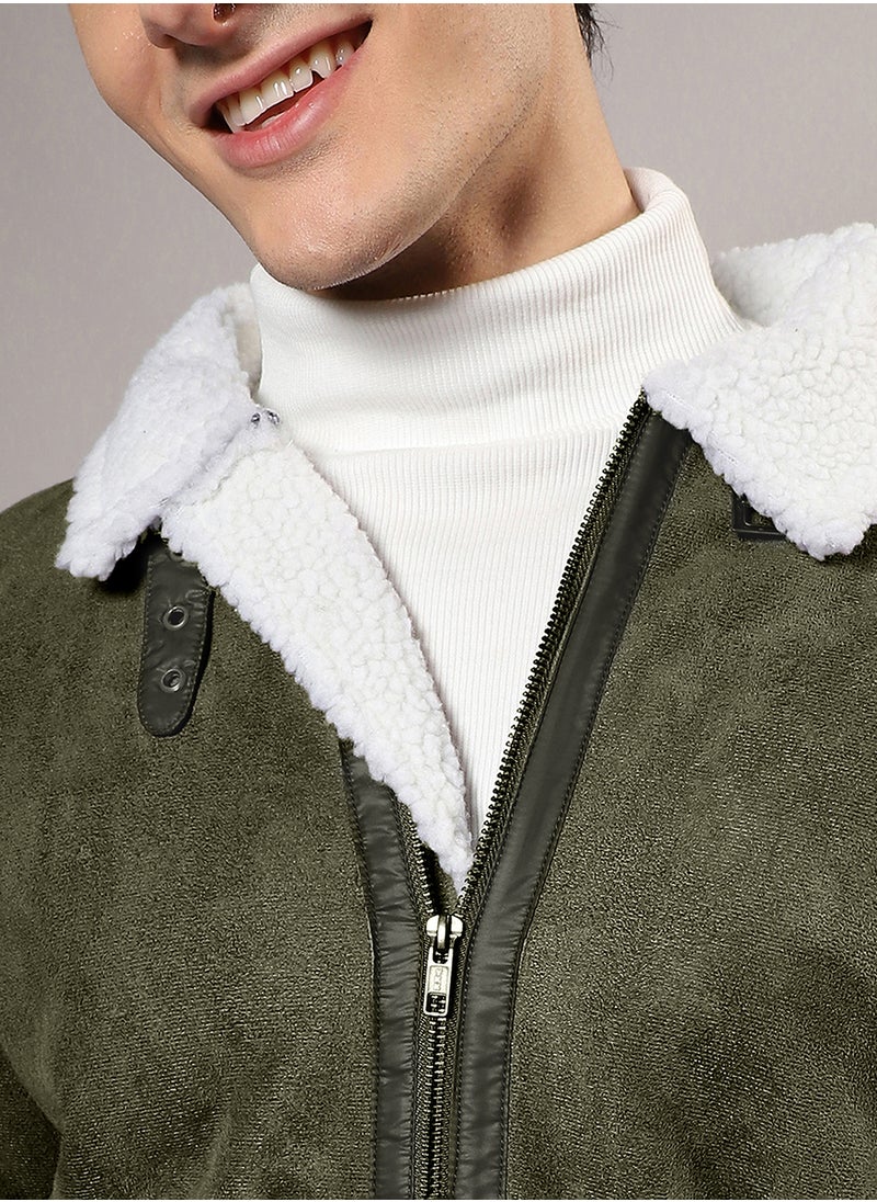 Men's Icy Blue & Chalk White Fleece Lined Biker Jacket
