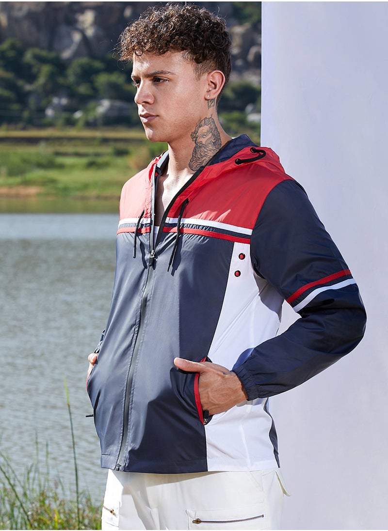 Men's Multicolour Zip-Front Jacket With Insert Pocket