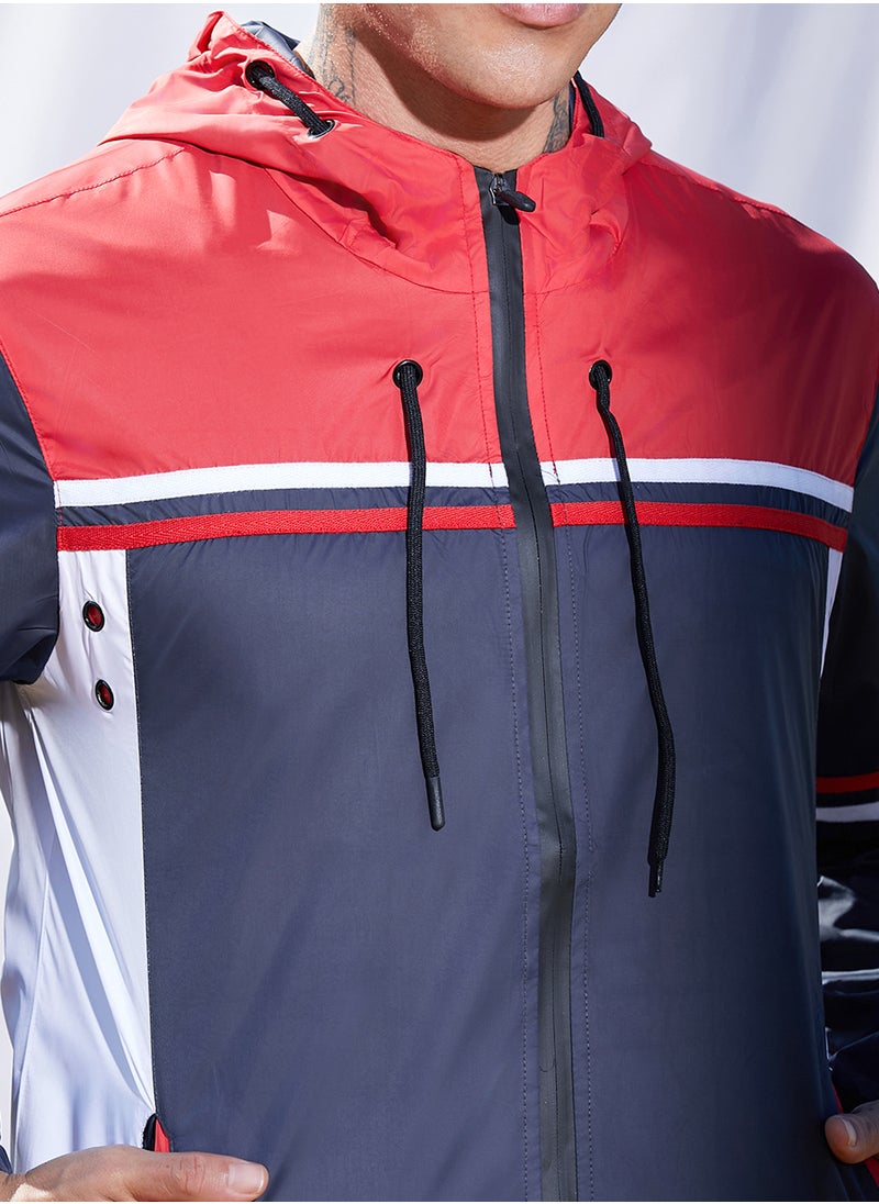 Men's Multicolour Zip-Front Jacket With Insert Pocket