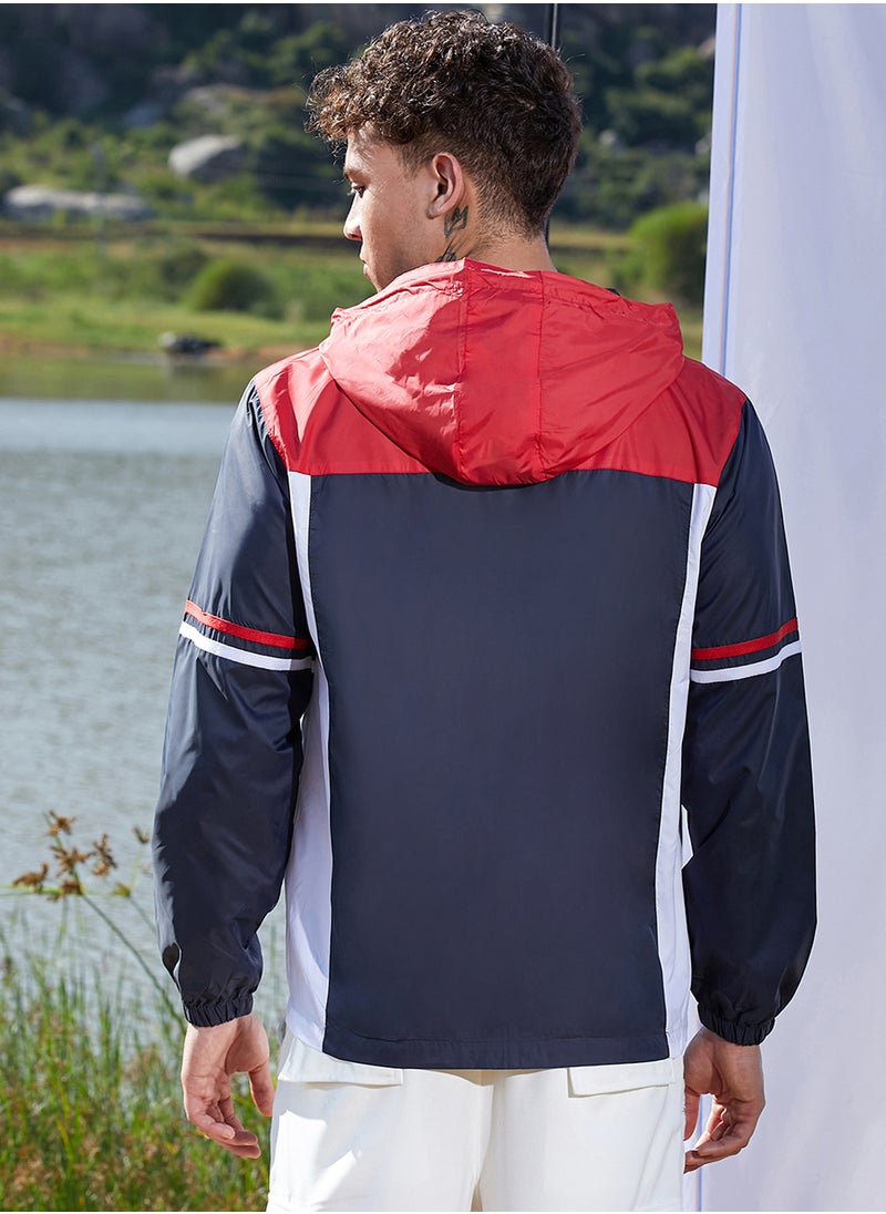 Men's Multicolour Zip-Front Jacket With Insert Pocket