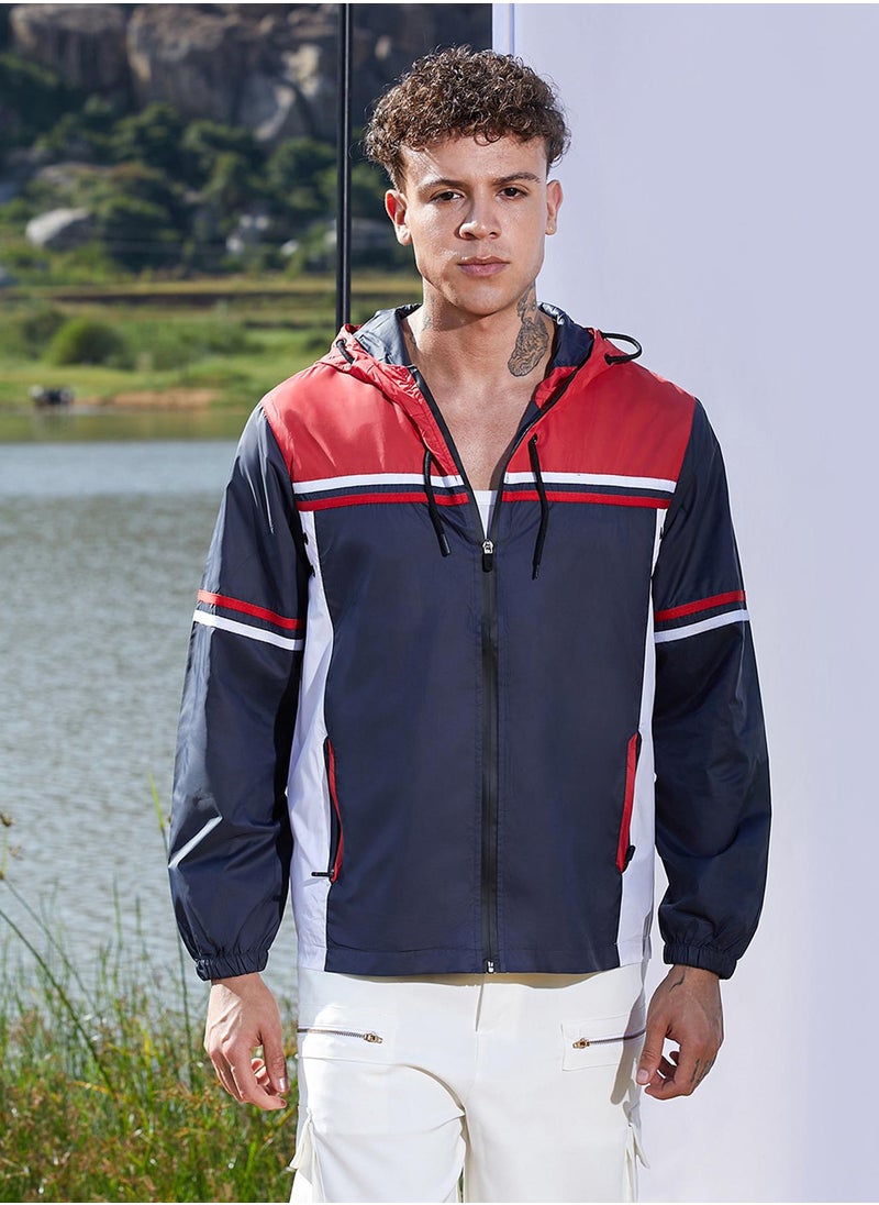 Men's Multicolour Zip-Front Jacket With Insert Pocket