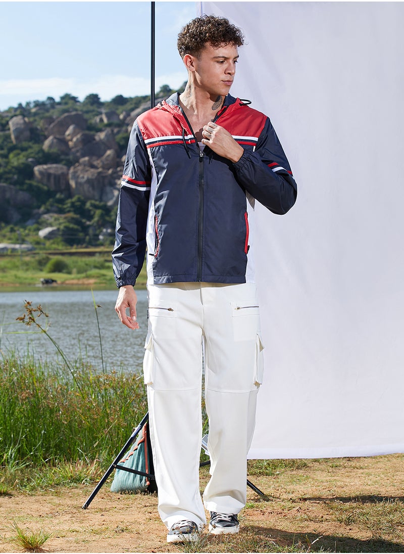 Men's Multicolour Zip-Front Jacket With Insert Pocket