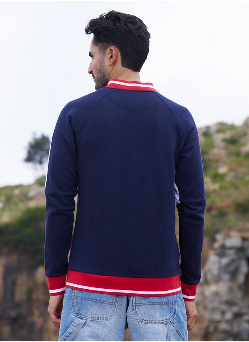 Men's Multicolour Zip-Front Jacket With Raglan Sleeve