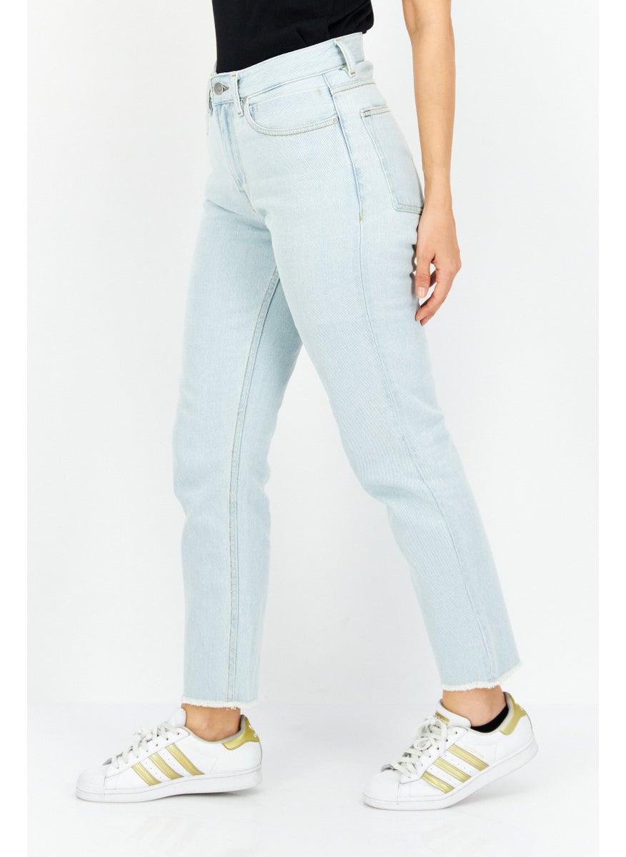 Women Up Sized Washed Denim Jeans, Blue