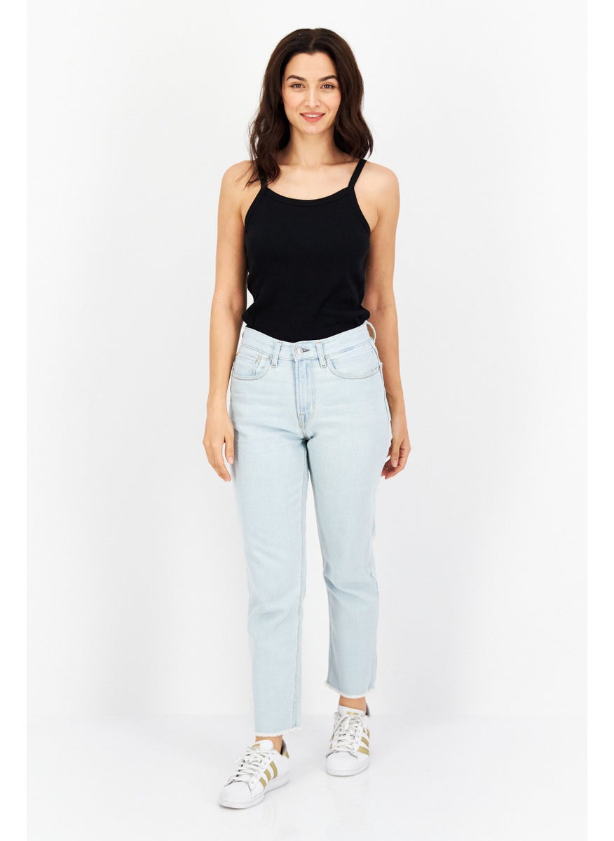 Women Up Sized Washed Denim Jeans, Blue