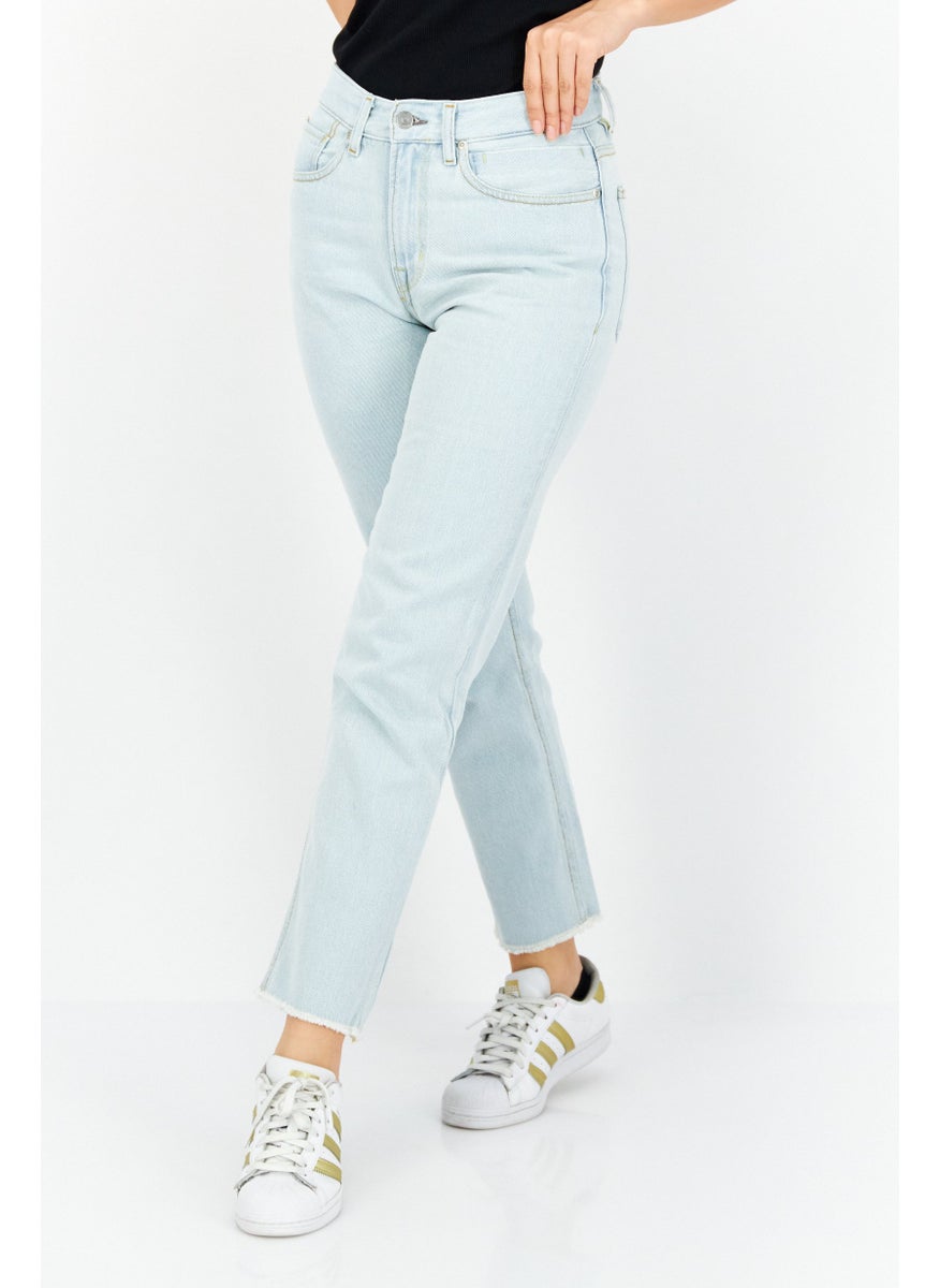 Women Up Sized Washed Denim Jeans, Blue