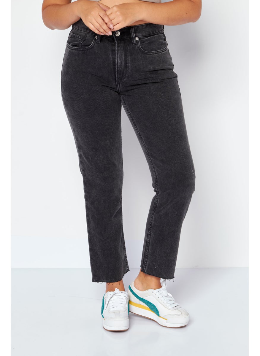 Women Regular Fit Washed Non Stretchable Jeans, Charcoal