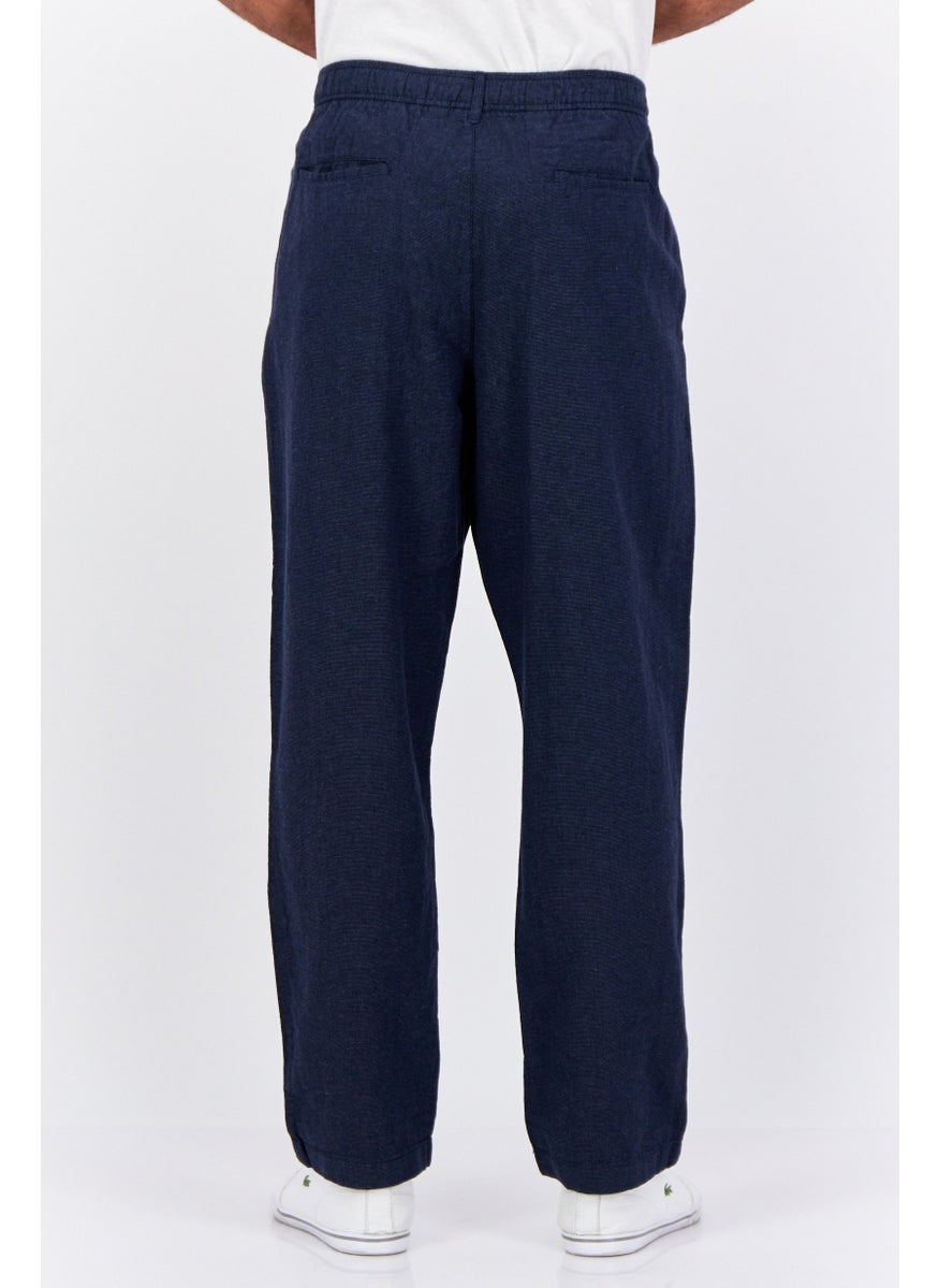 Men Relaxed Fit Microdot Straight Leg Pants, Navy