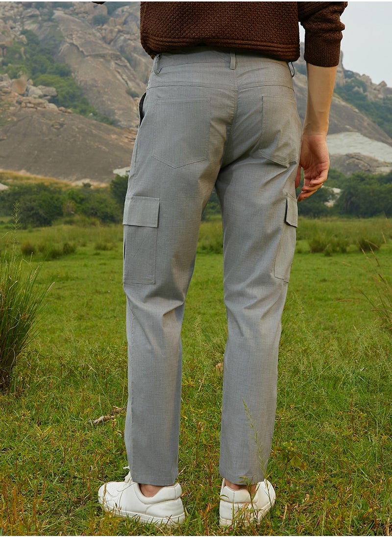 Men's Coin Grey Slim-Fit Utility Trousers