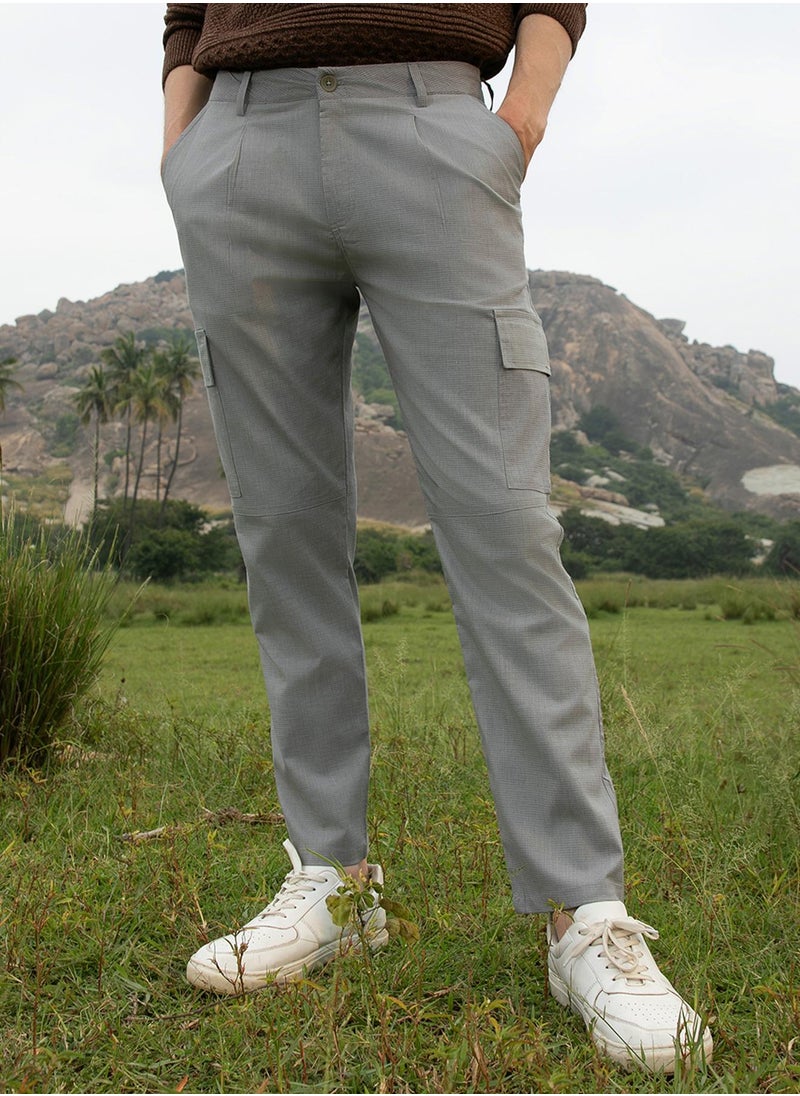 Men's Coin Grey Slim-Fit Utility Trousers